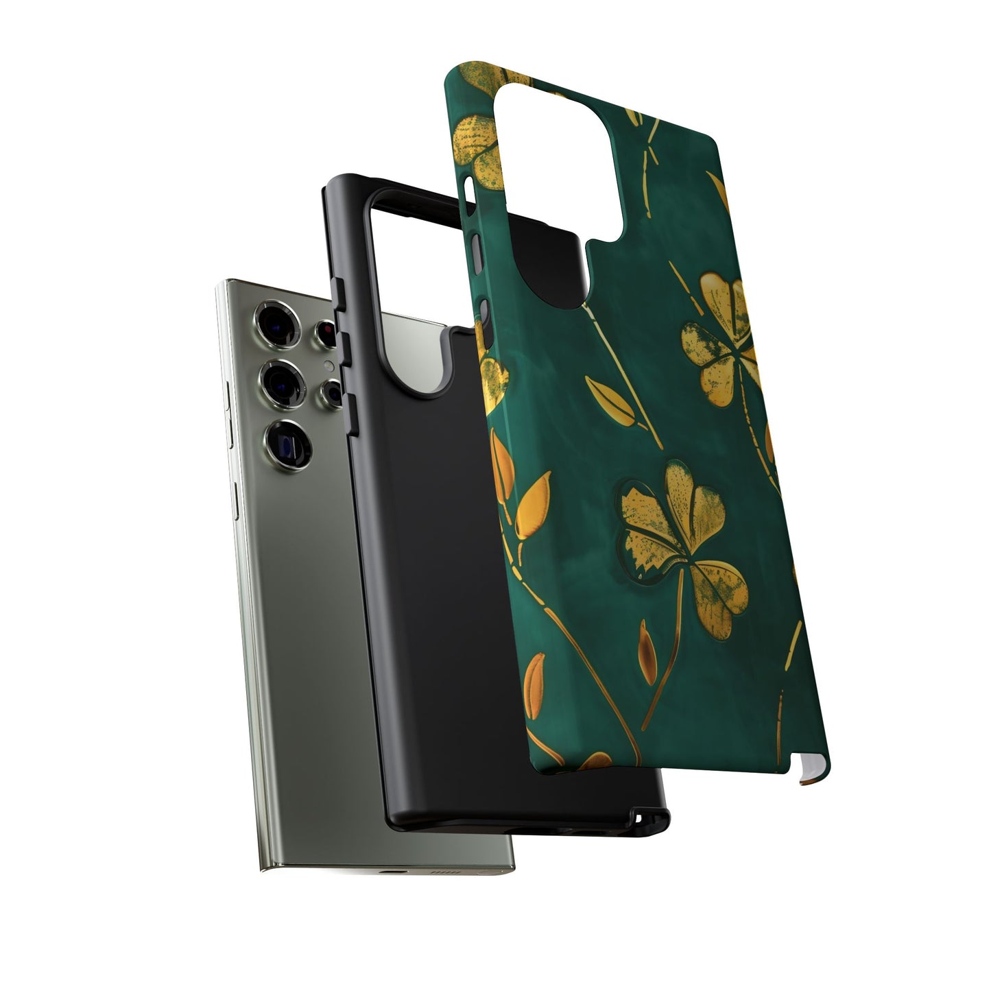 Floral Phone Case with Gold Accents, Tough Phone Cover, Stylish Phone Protector, Unique Gift for Her, Nature Lover Accessory