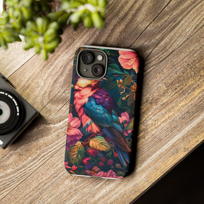 Tough Cases: Vibrant Tropical Bird Phone Case, Floral Smartphone Cover, Nature Lover Gift, Boho Phone Accessory, Cute Bird Case