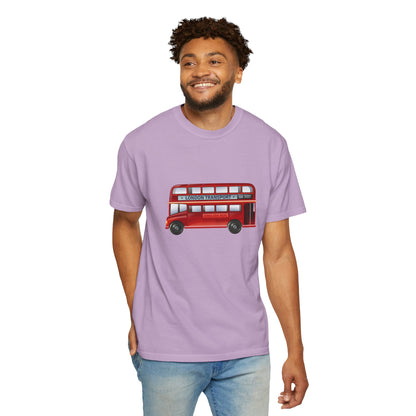 London Transport - Iconic Red Double-Decker Trendy Unisex Garment-Dyed T-shirt