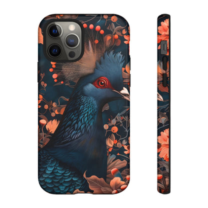 Vibrant Phone Case with Floral Peacock Design - Tough Cases, Artistic Phone Cover, Unique Gift for Nature Lovers, Stand Out Tech Accessory