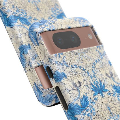 Elegant Floral Phone Case, Tough iPhone Cover, Stylish Mobile Protector, Blue Patterned Case, Unique Gift for Her