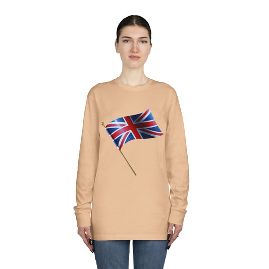 Long Sleeve Crewneck Tee - British Flag - Iconic Union Jack Design