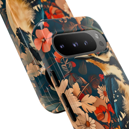 Artistic Bird Phone Case, Unique Tough Cases for Nature Lovers, Floral Design, Cute Gift, Customized Phone Accessories