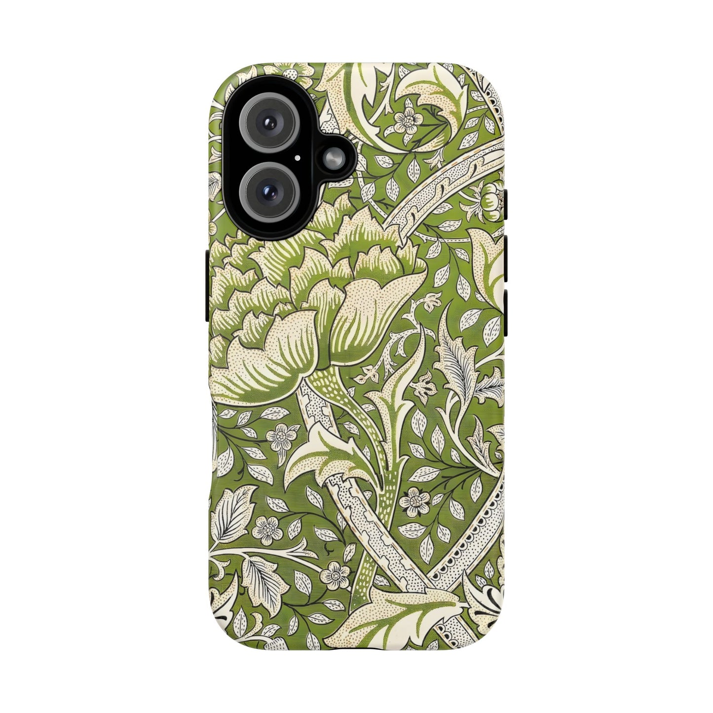 Stylish Phone Case with Floral Design, Durable Protective Cover for iPhone, Unique Gift for Birthdays, Mother's Day, Green Aesthetic