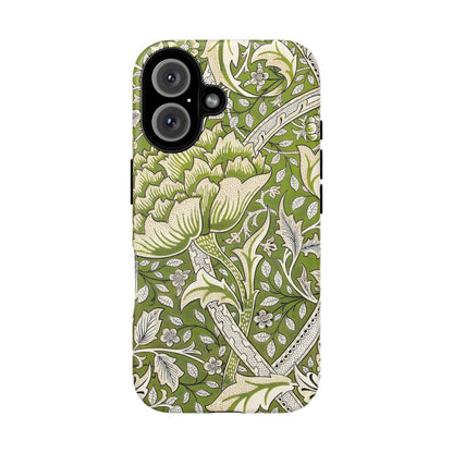 Stylish Phone Case with Floral Design, Durable Protective Cover for iPhone, Unique Gift for Birthdays, Mother's Day, Green Aesthetic