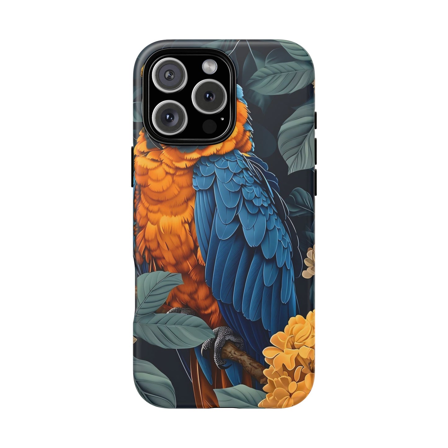 Tropical Parrot Phone Case - Tough Cases, Colorful Phone Cover, Nature Lover Gift, Floral Design, Bird Lover Accessory
