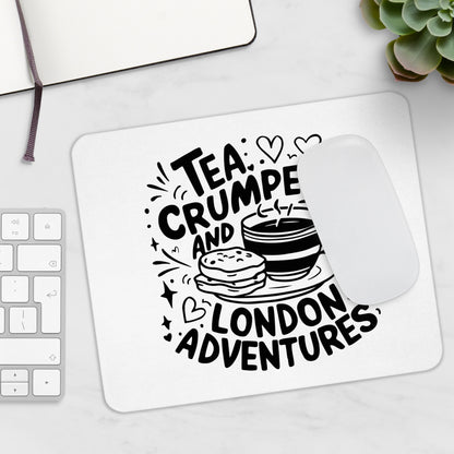 Tea & Crumpets Mouse Pad - Cute Office Decor, Gift for Tea Lovers, London Adventure Theme, Ergonomic Design, Workspace Essentials