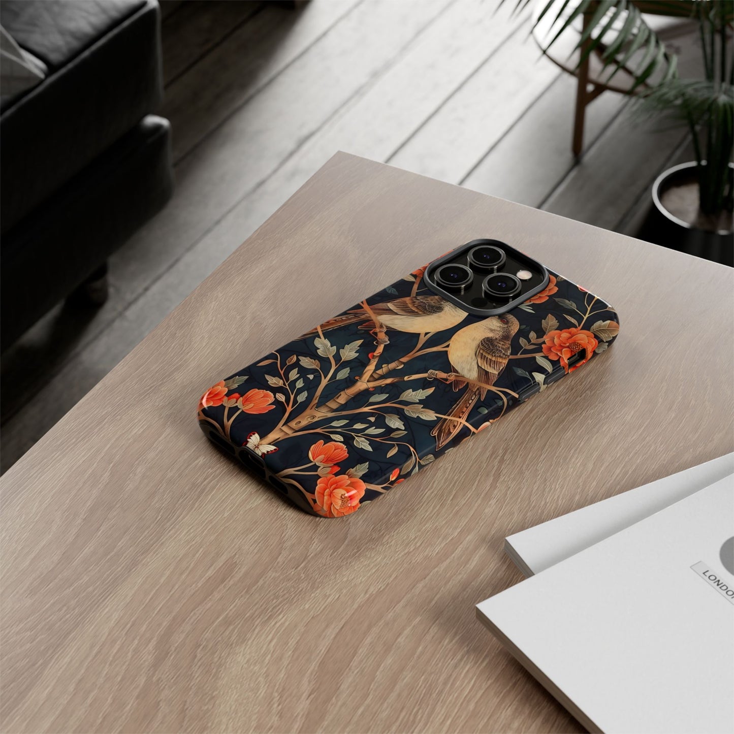 Floral Phone Case – Tough Cases with Bird Design, Unique Gift for Nature Lovers, Stylish Tech Accessory, Phone Cover, Artistic Case