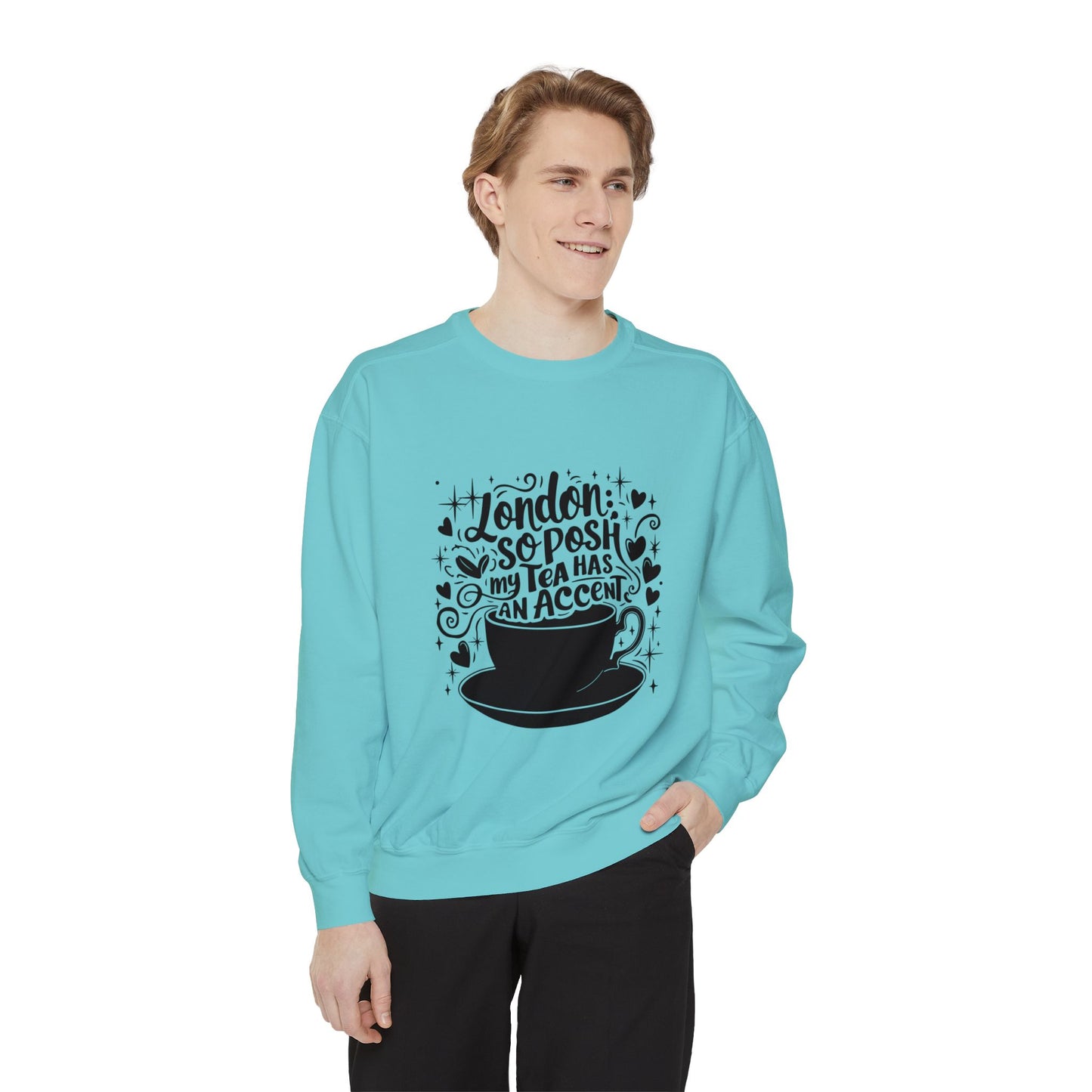 Unisex Garment-Dyed Sweatshirt Trendy - London's Nostalgic Tea