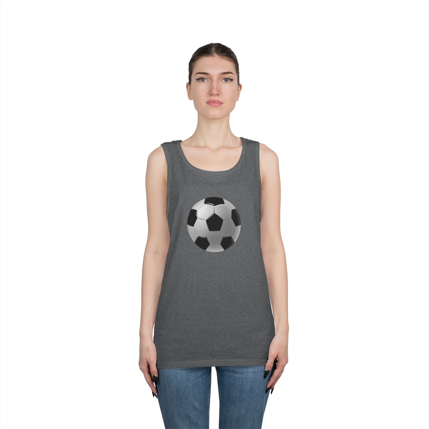 Unisex Heavy Cotton Tank Top - Dynamic Football Design - Sports Passion and Energy