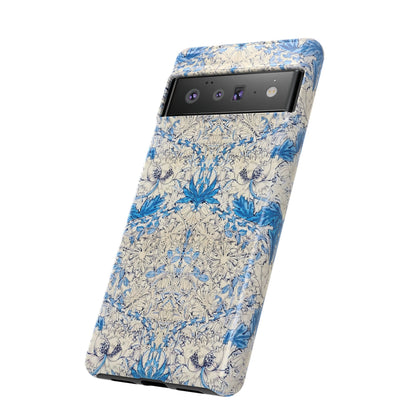 Elegant Floral Phone Case, Tough iPhone Cover, Stylish Mobile Protector, Blue Patterned Case, Unique Gift for Her