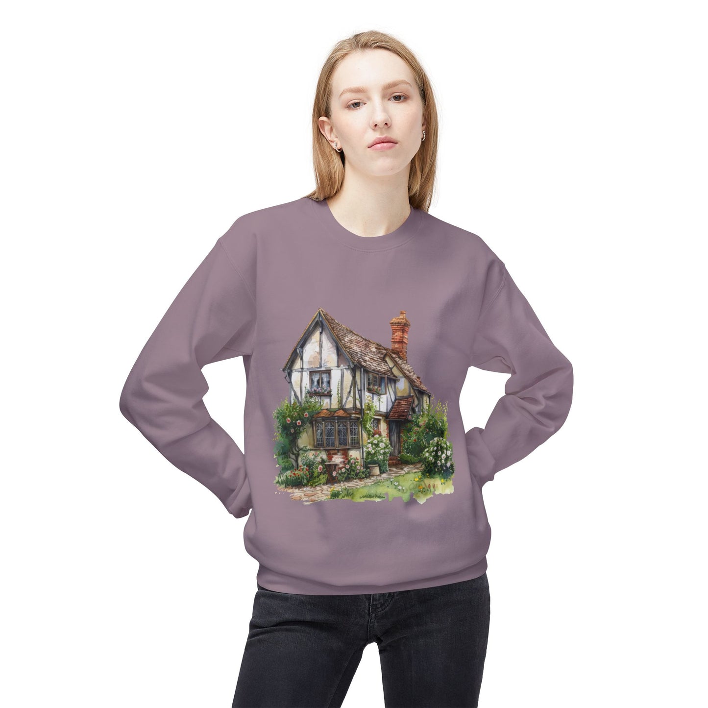 Unisex Midweight Softstyle Fleece Crewneck Sweatshirt - Charming & Cozy - Life in a British Village House