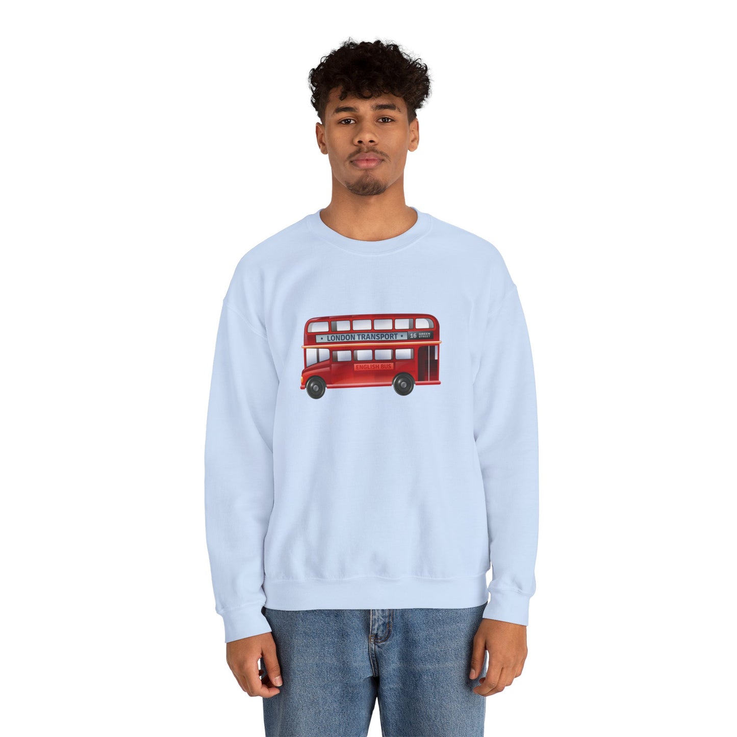 Unisex Heavy Blend™ Crewneck Sweatshirt Trendy - London Transport Red Double-Decker Bus