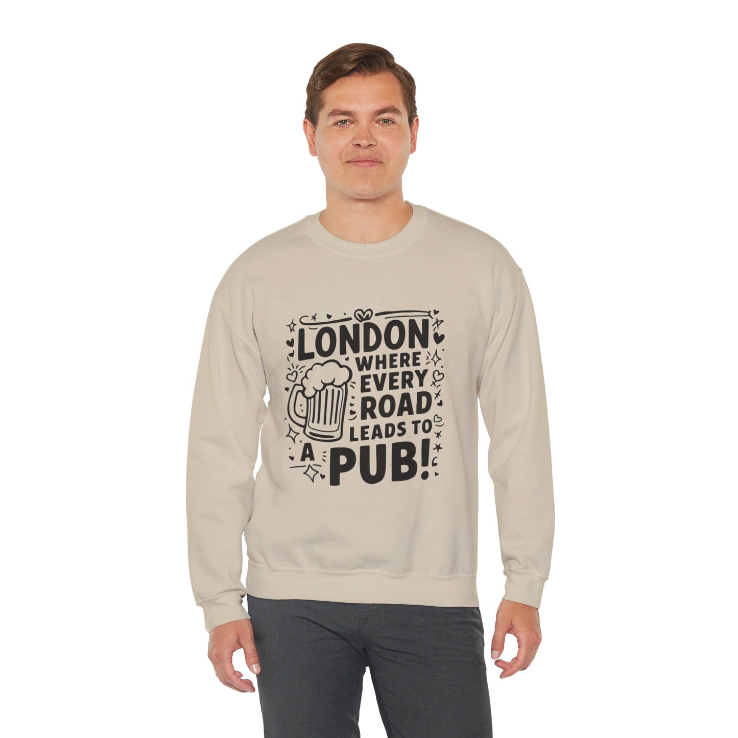 Unisex Heavy Blend™ Crewneck Sweatshirt Cozy - Every Road Leads to pub