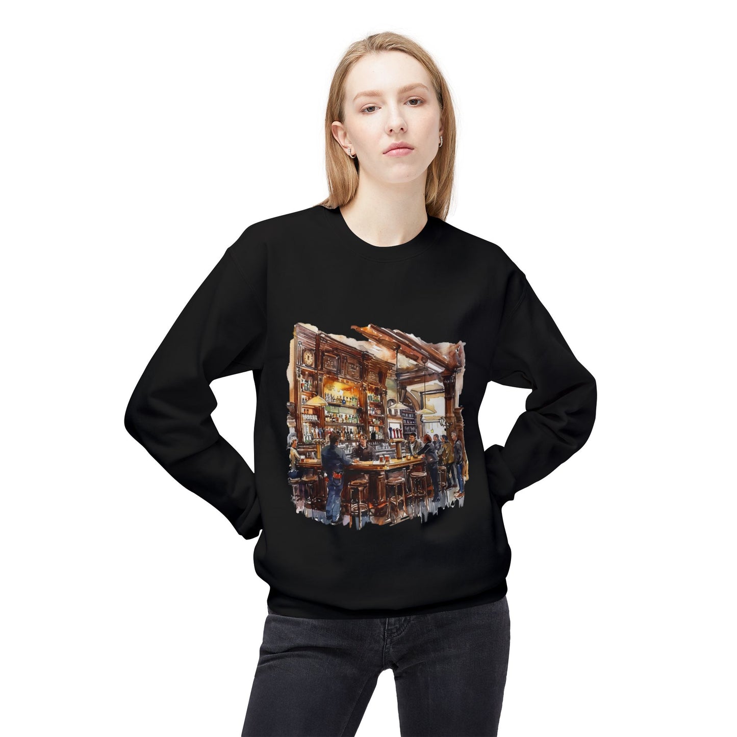 Unisex Midweight Softstyle Fleece Crewneck Sweatshirt - The Cozy British Pub Vibe