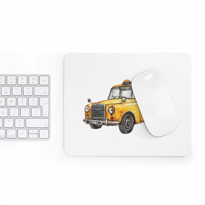 Charming Yellow Taxi Mouse Pad, Cute Office Decor, Work Gift, Thoughtful Student Present, Unique Desk Accessory