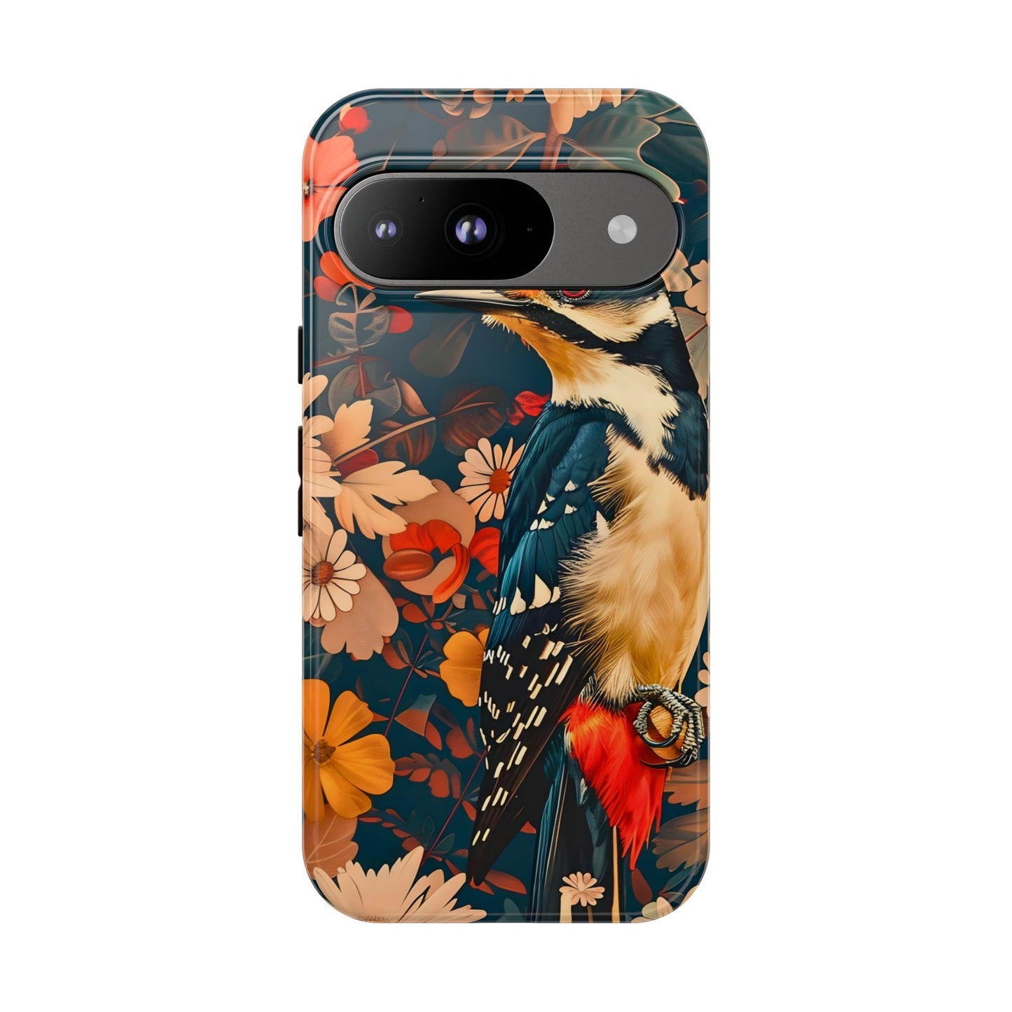 Artistic Bird Phone Case, Unique Tough Cases for Nature Lovers, Floral Design, Cute Gift, Customized Phone Accessories
