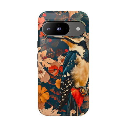 Artistic Bird Phone Case, Unique Tough Cases for Nature Lovers, Floral Design, Cute Gift, Customized Phone Accessories
