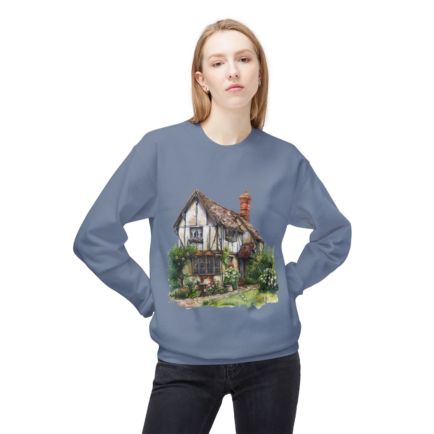 Unisex Midweight Softstyle Fleece Crewneck Sweatshirt - Charming & Cozy - Life in a British Village House
