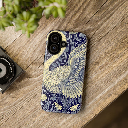 Elegant Swan Phone Case, Floral Design, Tough Cases for Gift, Stylish Protection, Unique Phone Accessory, Modern Floral Art