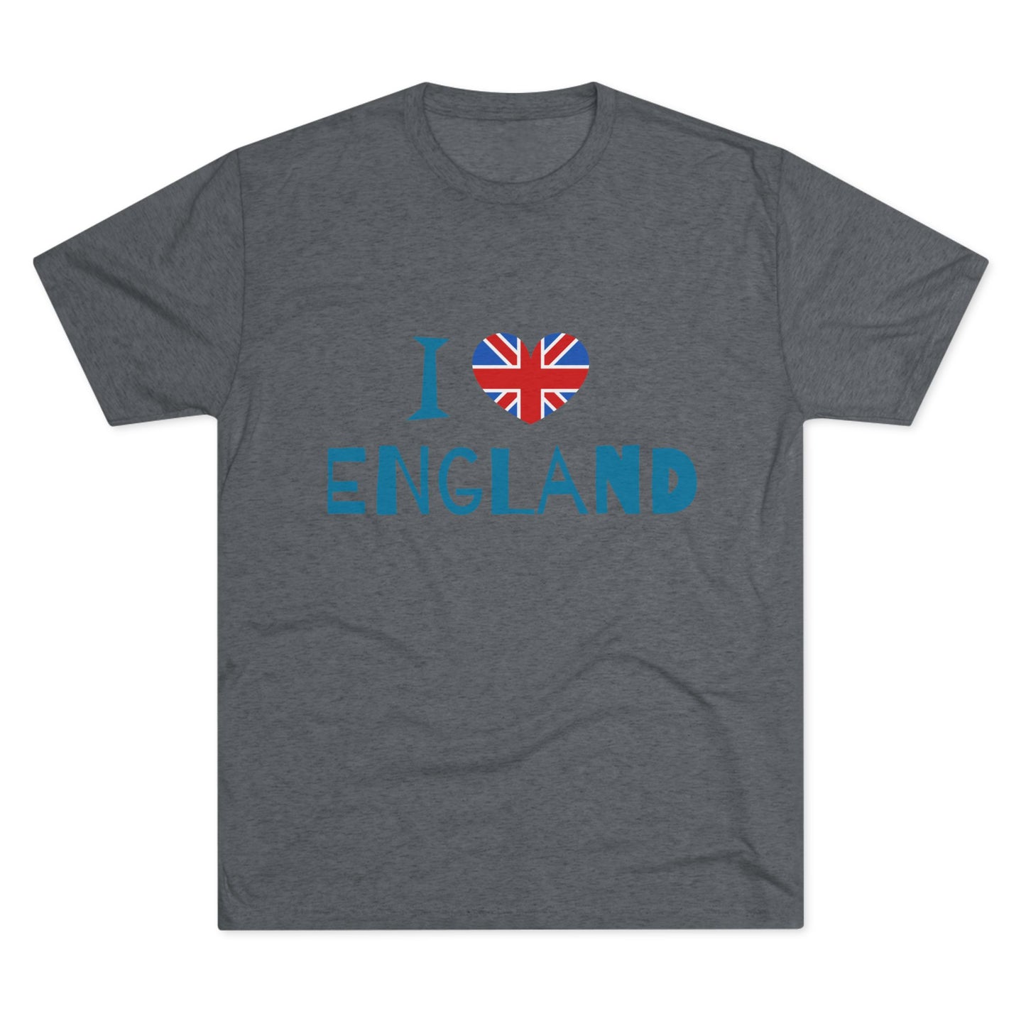 I Love England - Union Jack Heart Trendy Unisex Tri-Blend Crew Tee