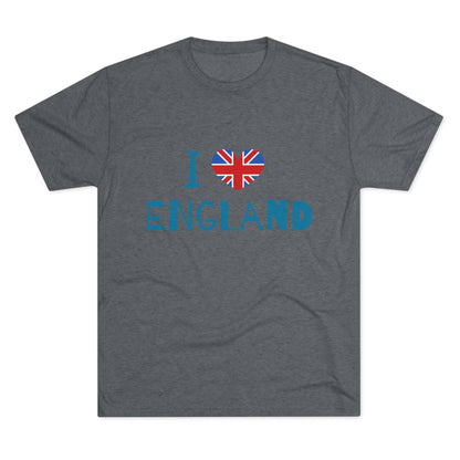 I Love England - Union Jack Heart Trendy Unisex Tri-Blend Crew Tee