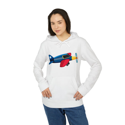 Adidas Unisex Fleece Hoodie - Vintage Airplane Design