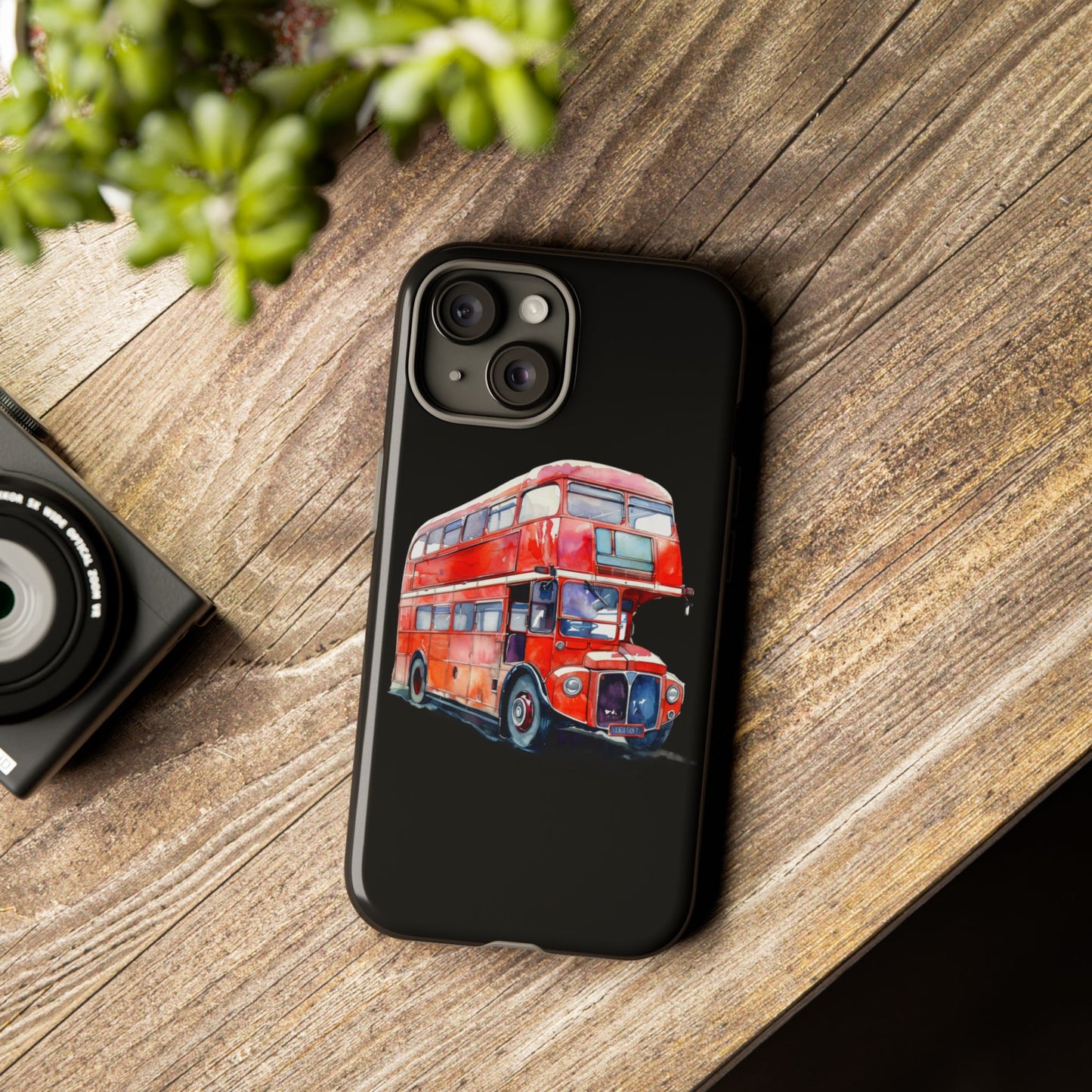 London Bus Phone Case, Tough iPhone Cover, Unique Gift for Travelers, Vintage Style Accessories, Holiday Present Idea