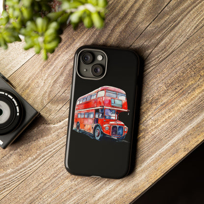 London Bus Phone Case, Tough iPhone Cover, Unique Gift for Travelers, Vintage Style Accessories, Holiday Present Idea