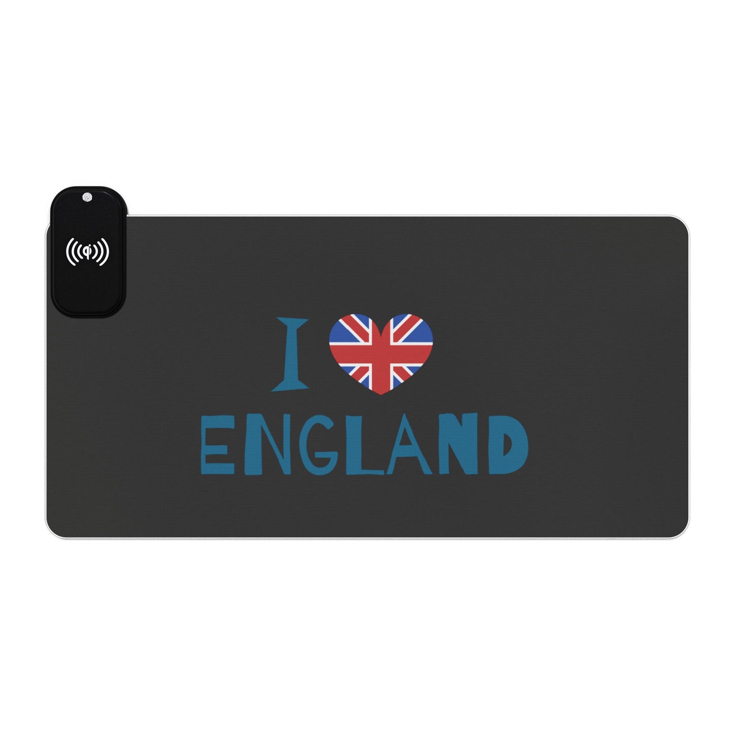 I Love England Typography Design - LED Gaming Mouse Pad with Wireless Charging - I Love England Design, Gamer Gift, Desk Accessory, Unique Office Decor, Home Office Essentials