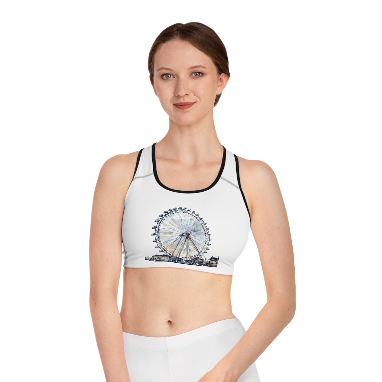 Sports Bra - Activewear for Travel Enthusiasts - London Eye - London's Ferris Wheel