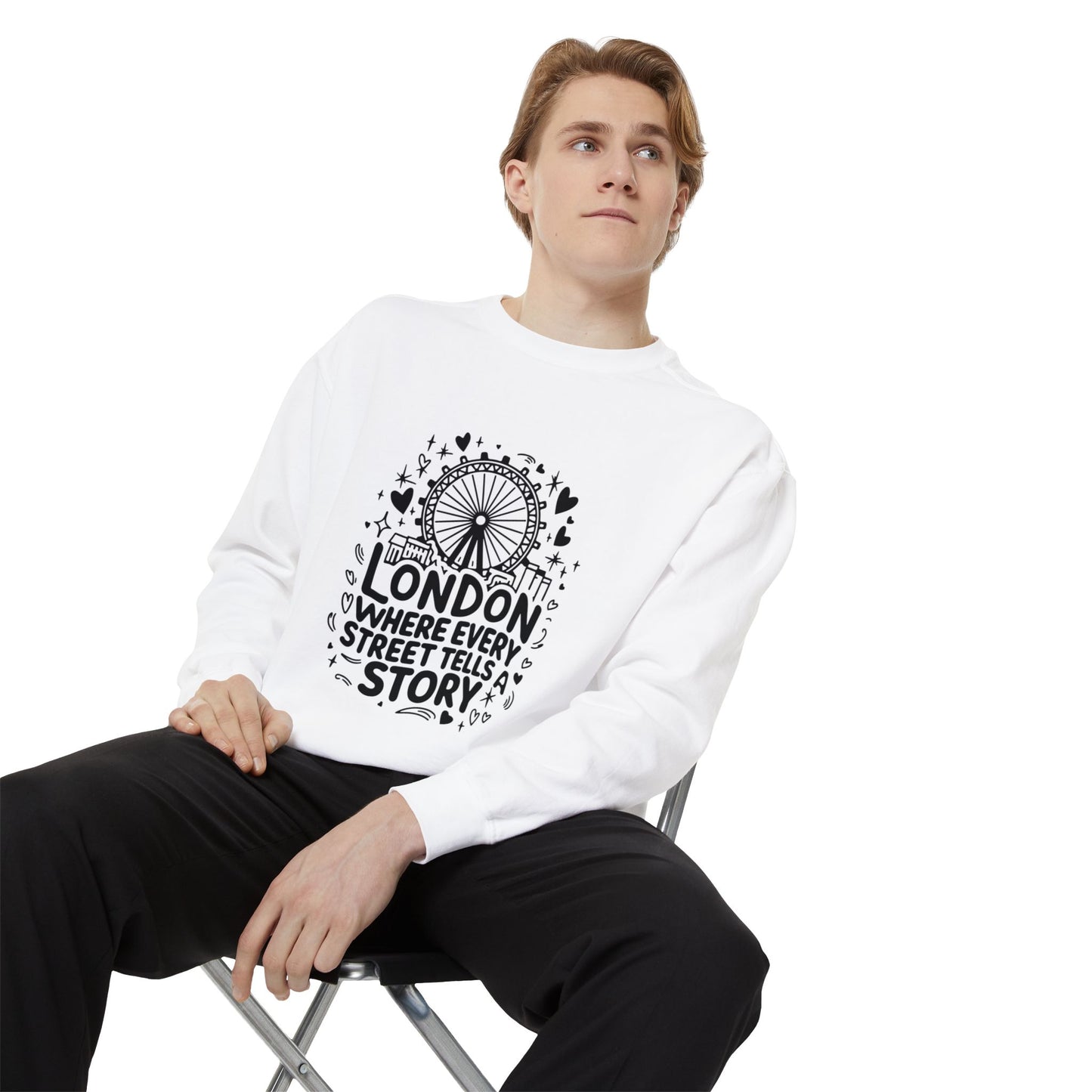 Unisex Garment-Dyed Sweatshirt Lightweight - London's story telling Streets