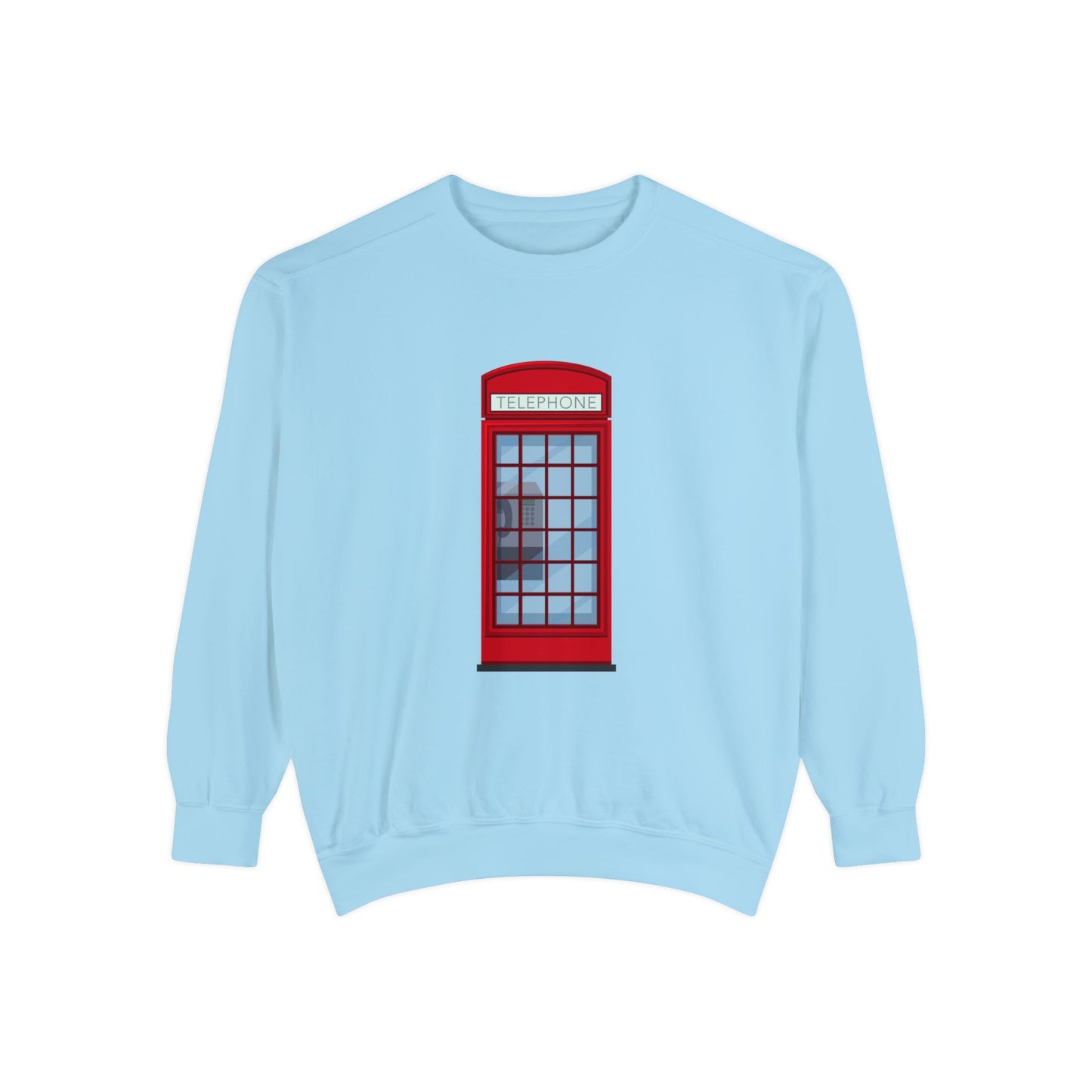 Unisex Garment-Dyed Sweatshirt Lightweight - Iconic British Public Telephone