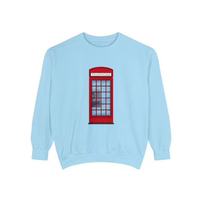 Unisex Garment-Dyed Sweatshirt Lightweight - Iconic British Public Telephone