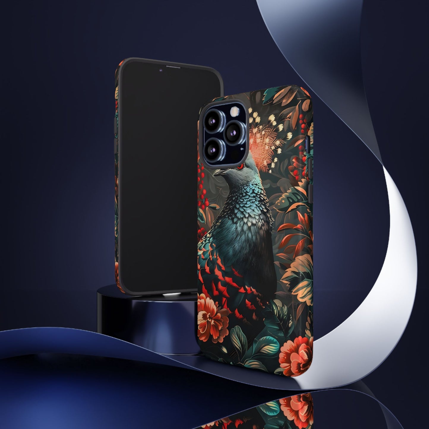 Floral Peacock Phone Case, Tough Cases, Artistic Phone Cover, Unique Gift, Nature Lover Accessory, Protective Case