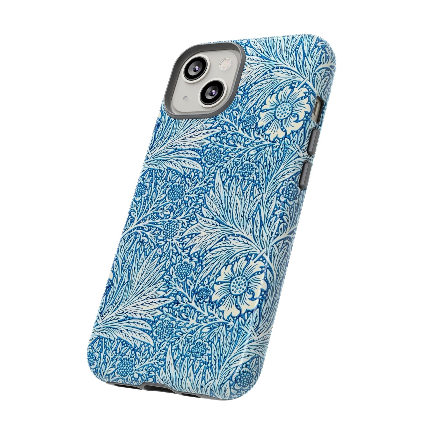 Stylish Phone Case, Tough Floral Phone Cover, Fashionable Tech Accessory, Gift for Her, Blue Flower Design