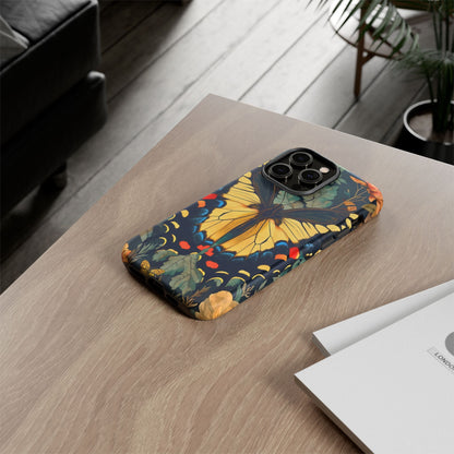 Butterfly Floral Phone Case, Art-inspire Tough Case, Gift for Nature Lovers, Butterfly Pattern Cover, Eco-Friendly Mobile Accessory
