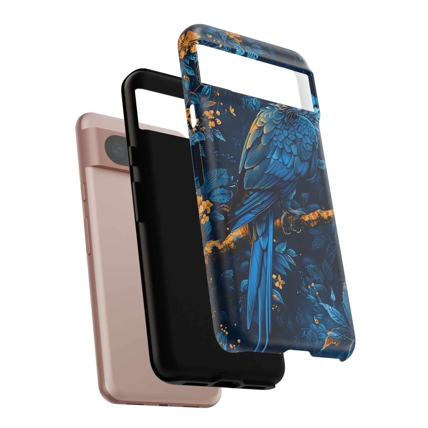 Tough Cases - Vibrant Blue Parrot Phone Case, Tropical Bird Phone Cover, Nature Lover Gift, Eco-Friendly Accessories, Unique Wildlife Decor