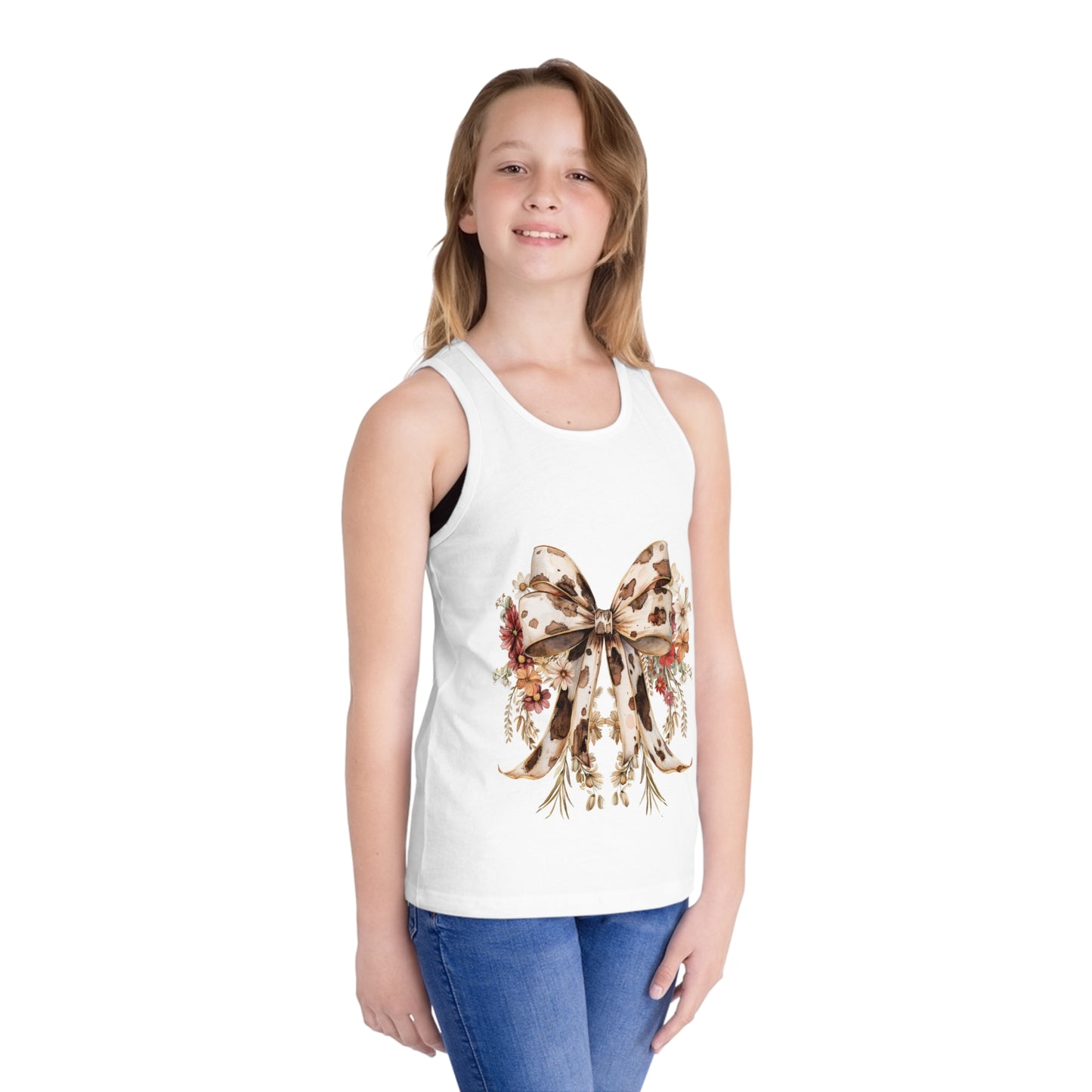 Floral Bow Kids Jersey Tank Top - Perfect for Summer Days & Parties