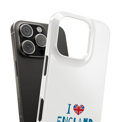 I Love England Slim Phone Case, UK Pride Phone Cover, Gift for Travelers, Smartphone Accessory, England Souvenir Case