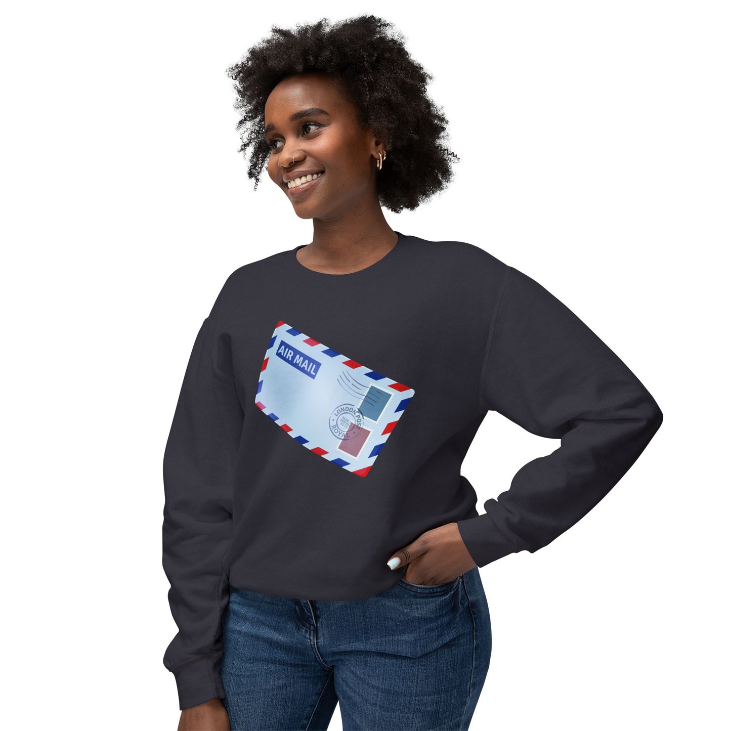Unisex Lightweight Crewneck Sweatshirt - Vintage British Air Mail - Classic Postal Design