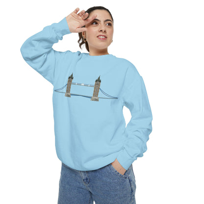 Unisex Garment-Dyed Sweatshirt - Tower Bridge - Iconic London Landmark