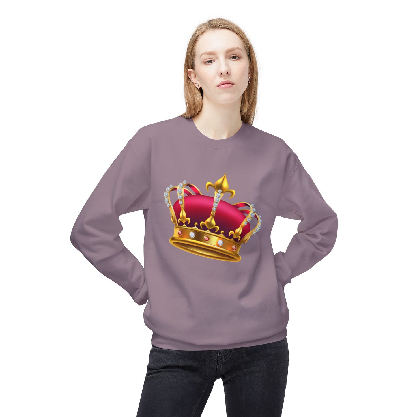 Unisex Midweight Softstyle Fleece Crewneck Sweatshirt - Regal Royal Umbrella - Elegant and Majestic Design