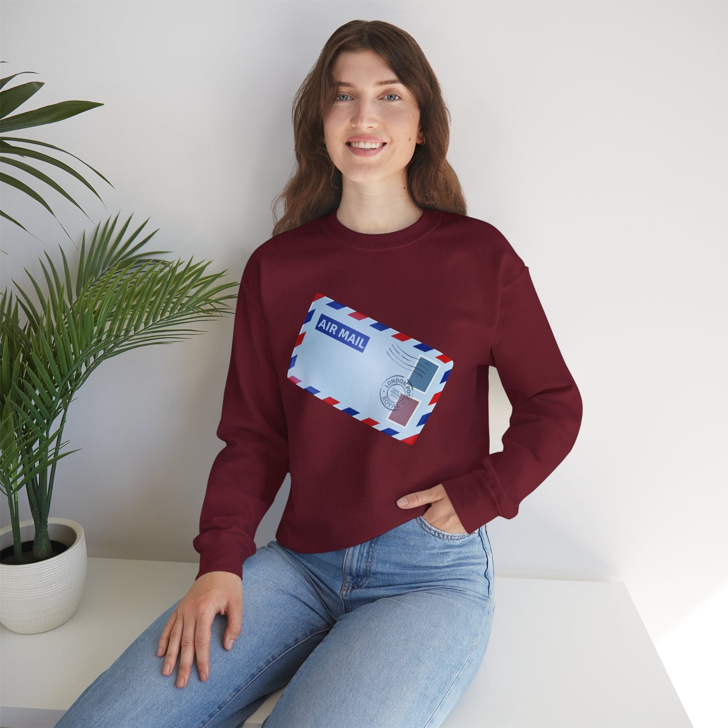 Unisex Heavy Blend™ Crewneck Sweatshirt - Vintage British Air Mail - Classic Postal Design