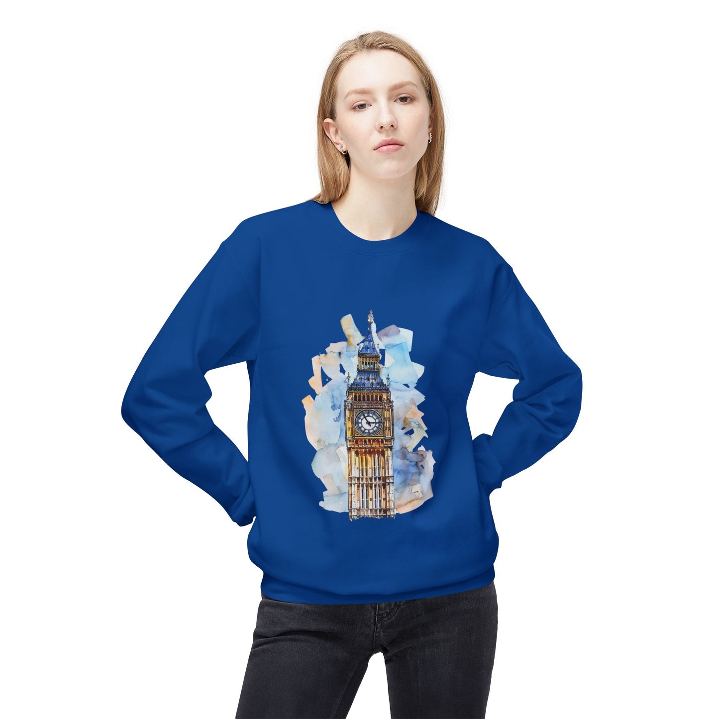 Unisex Midweight Softstyle Fleece Crewneck Sweatshirt - Timeless Icon - The UK’s Famous Clock Tower