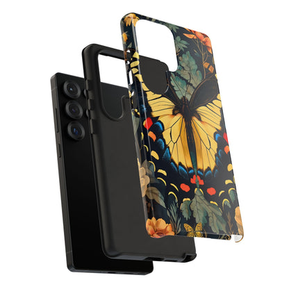 Butterfly Floral Phone Case, Art-inspire Tough Case, Gift for Nature Lovers, Butterfly Pattern Cover, Eco-Friendly Mobile Accessory