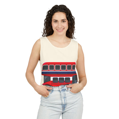 Unisex Garment-Dyed Tank Top - Classic London Double-Decker Bus Artwork