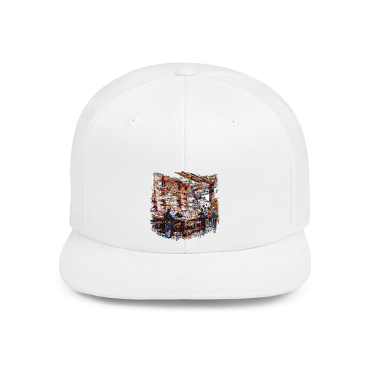 British Pub Stylish Flat Bill Snapback Hat, Trendy Cap for Casual Looks, Perfect for Summer Vibes, Outdoor Events, Gift for Friends, Unisex Fashion