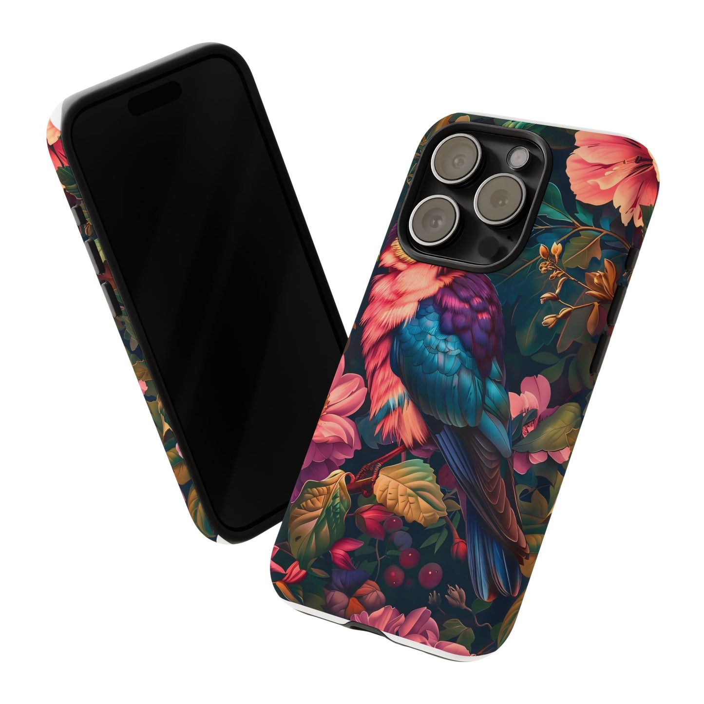 Tough Cases: Vibrant Tropical Bird Phone Case, Floral Smartphone Cover, Nature Lover Gift, Boho Phone Accessory, Cute Bird Case