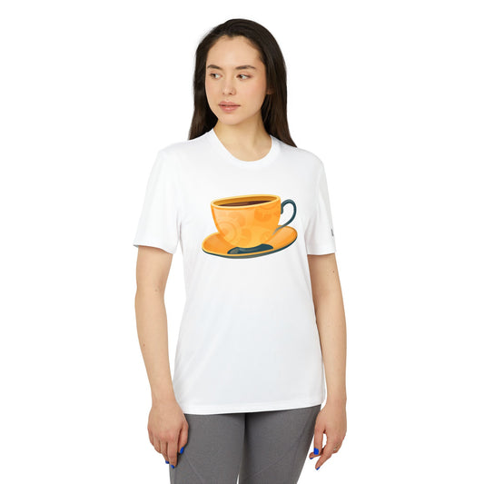 Adidas Unisex Sport T-Shirt - Coffee Cup Design - Casual Comfort - Elegant British Tea Cup - Classic Tea Time Style
